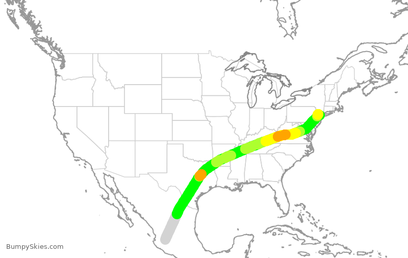 Turbulence forecast map for VOI6302, GDL to EWR