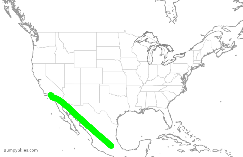 Turbulence forecast map for VOI712, MEX to LAX