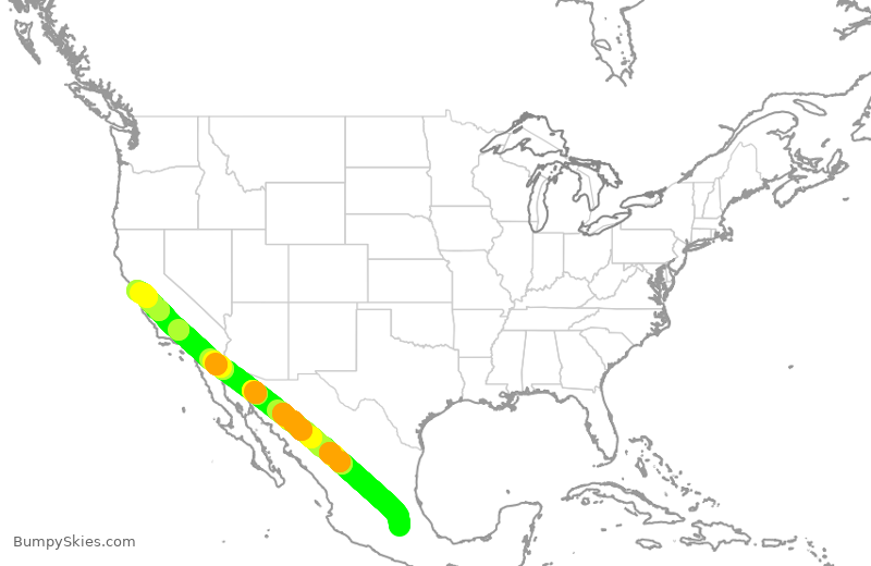Turbulence forecast map for VOI770, MEX to OAK