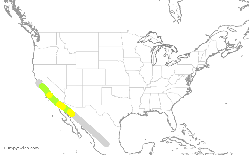 Turbulence forecast map for VOI7713, OAK to MLO