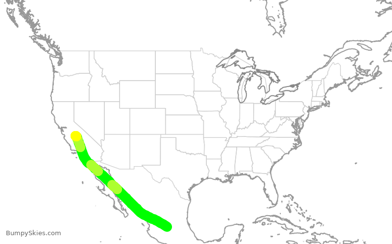 Turbulence forecast map for VOI7740, BJX to FAT