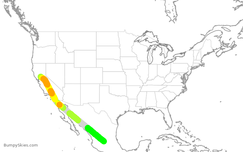 Turbulence forecast map for VOI7751, SMF to MLO