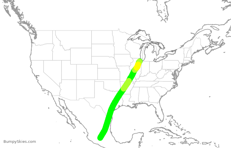 Turbulence forecast map for VOI7771, MDW to MLM
