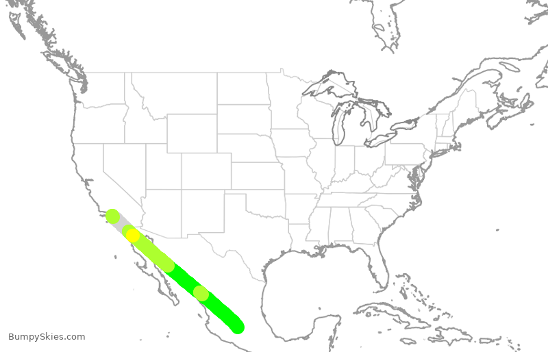 Turbulence forecast map for VOI7781, LAX to MMM