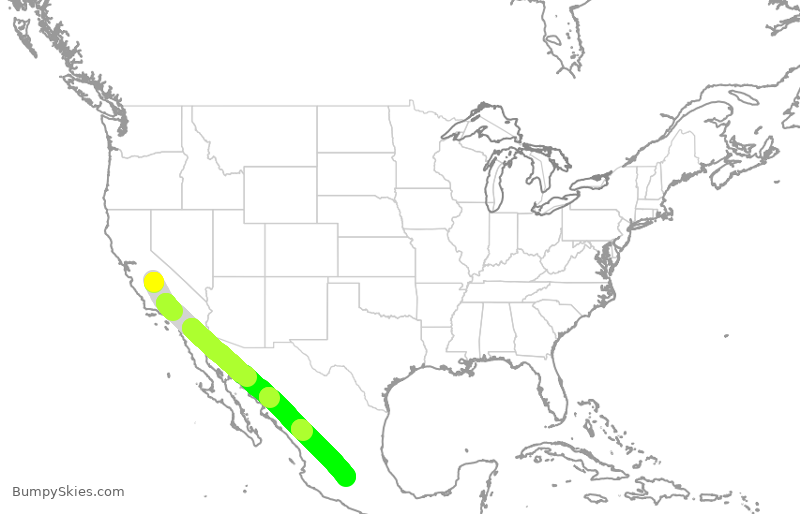 Turbulence forecast map for VOI7811, FAT to MMM