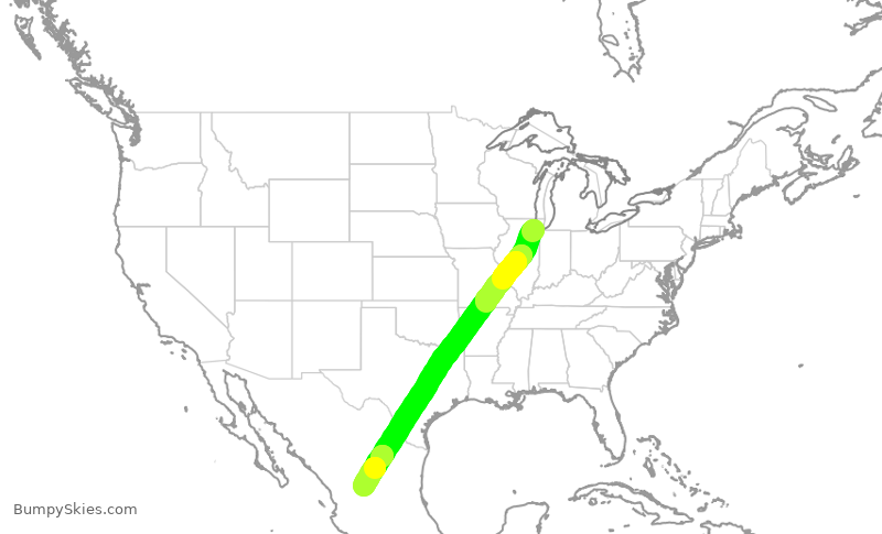 Turbulence forecast map for VOI7831, MDW to ZCL