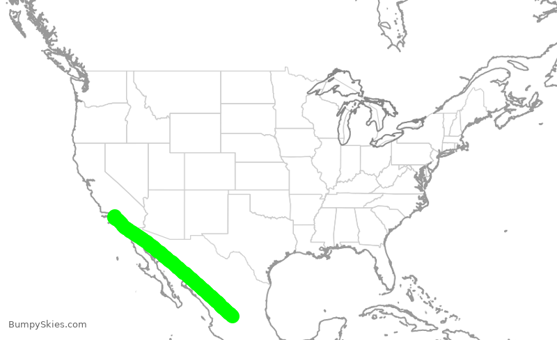Turbulence forecast map for VOI7855, LAX to AGU