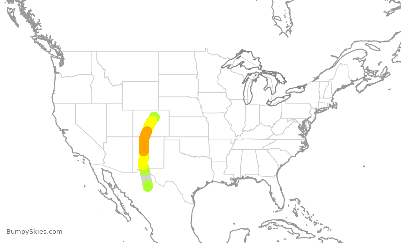 Turbulence forecast map for VOI7860, CUU to DEN