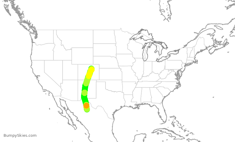 Turbulence forecast map for VOI7861, DEN to CUU