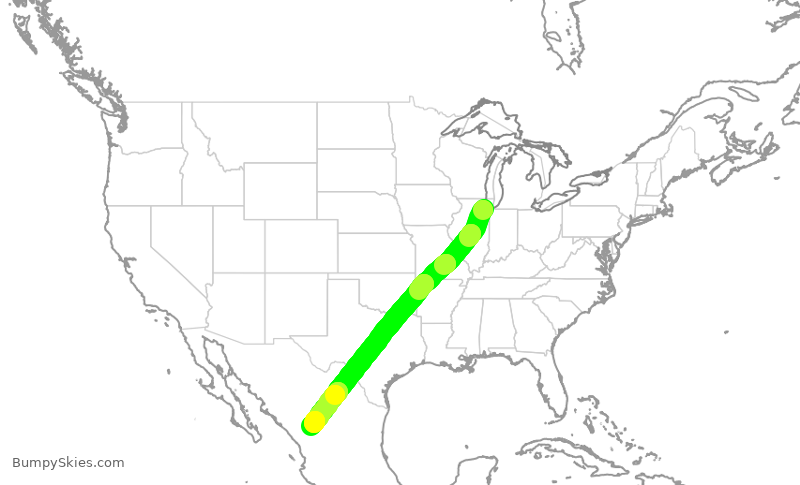 Turbulence forecast map for VOI7867, MDW to DGO