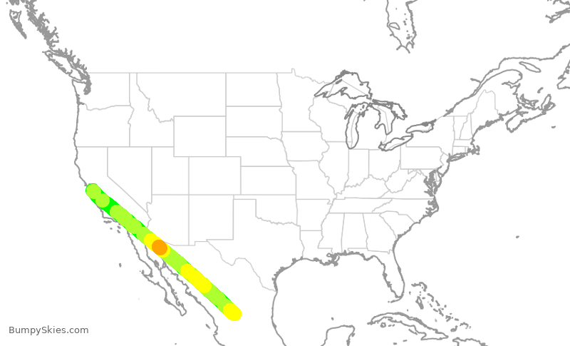 Turbulence forecast map for VOI7873, SJC to ZCL