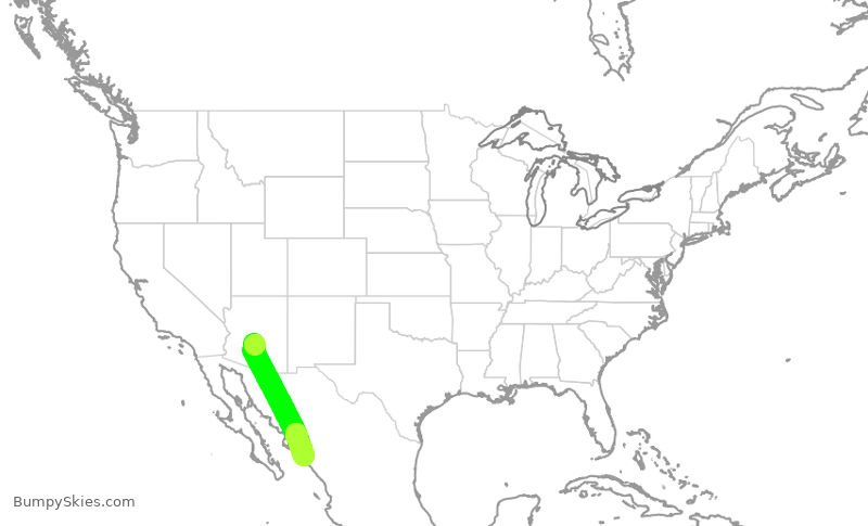 Turbulence forecast map for VOI7885, PHX to CUL