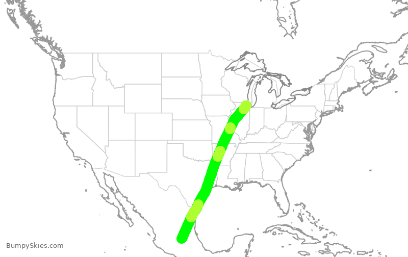 Turbulence forecast map for VOI7890, MQT to ORD