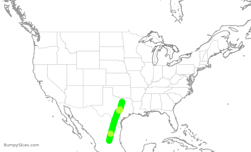 Turbulence forecast map for VOI7912, DFW to SLP