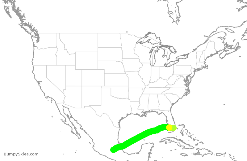 Turbulence forecast map for VOI791, MIA to MEX