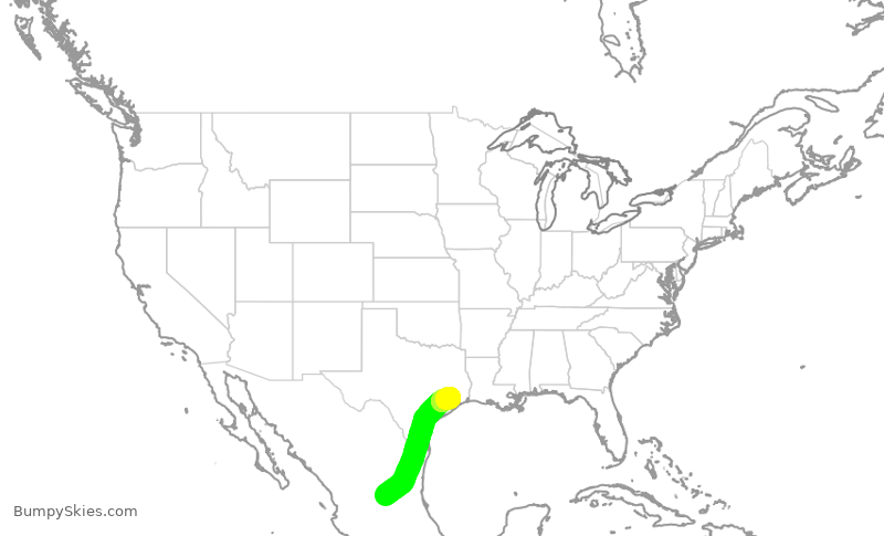 Turbulence forecast map for VOI7925, SLP to IAH