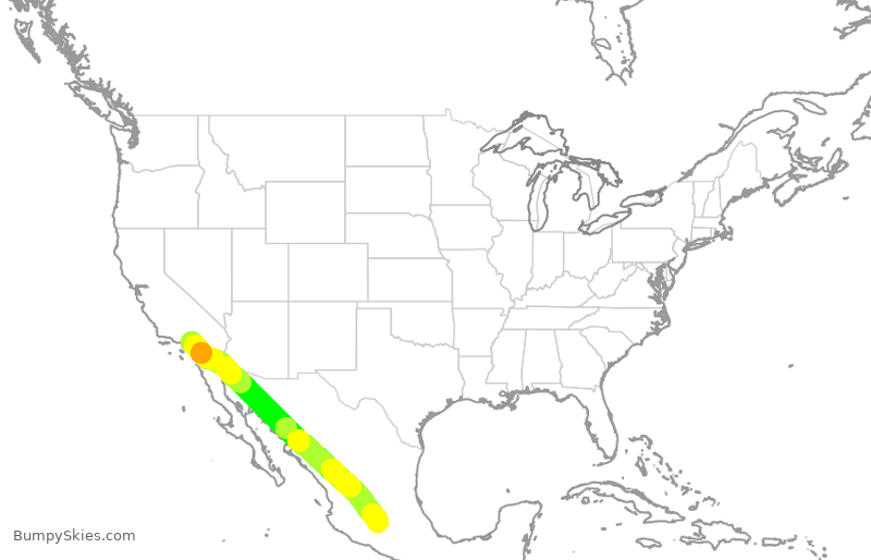 Turbulence forecast map for VOI7933, ONT to MLM