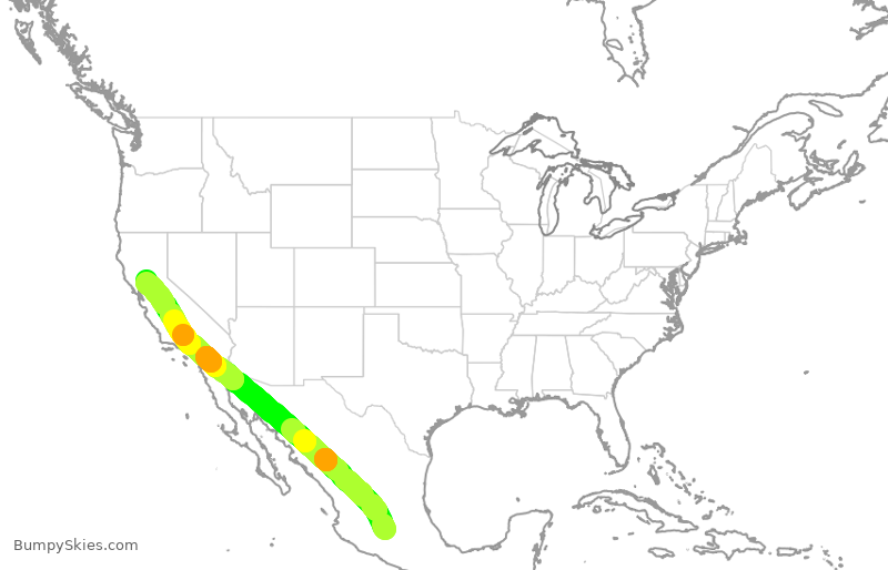 Turbulence forecast map for VOI7944, MLM to SMF