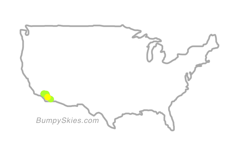 Map of continental US with illustrated flight path and turbulence forecast (described in text below)