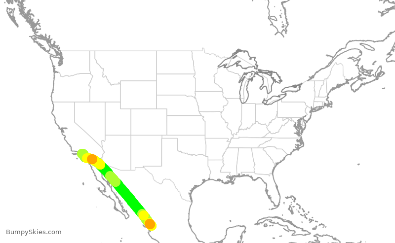 Turbulence forecast map for VOI7964, TPQ to LAX