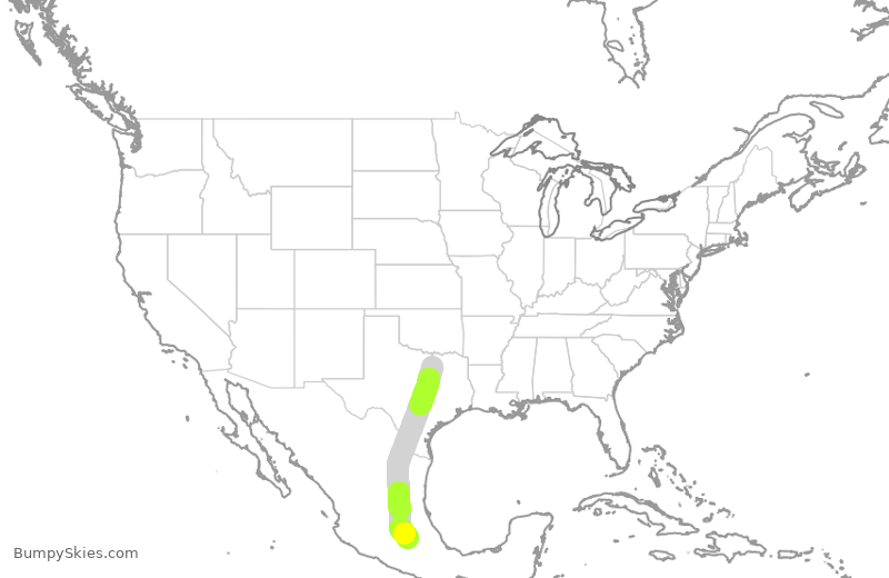 Turbulence forecast map for VOI801, DFW to MEX