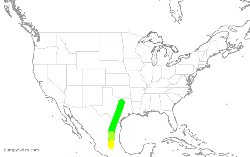 Turbulence forecast map for VOI817, DFW to QRO