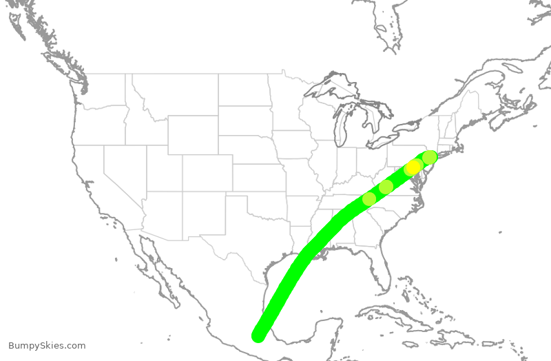 Turbulence forecast map for VOI8505, EWR to PBC