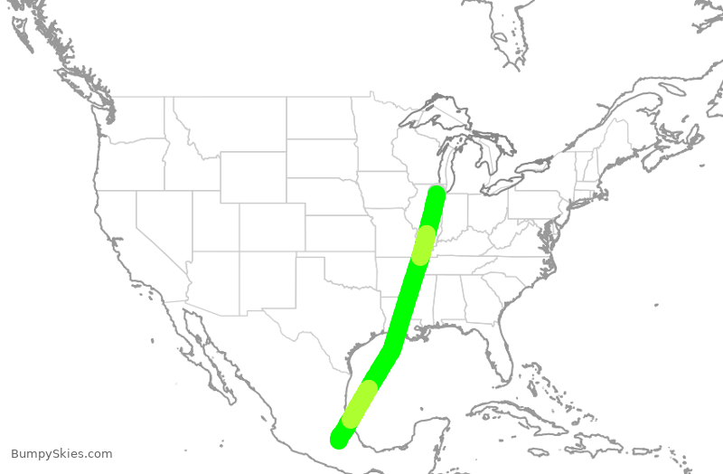 Turbulence forecast map for VOI873, ORD to PBC