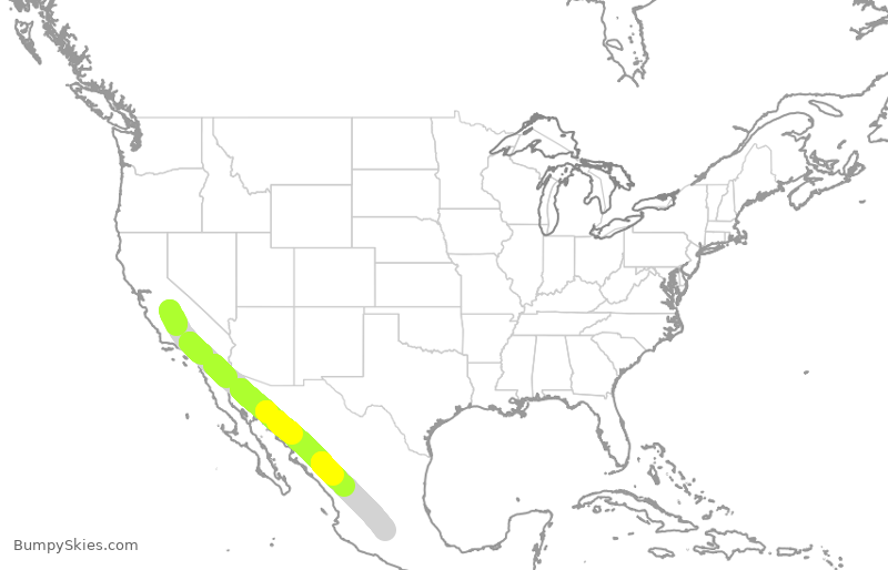 Turbulence forecast map for VOI8811, FAT to MLM