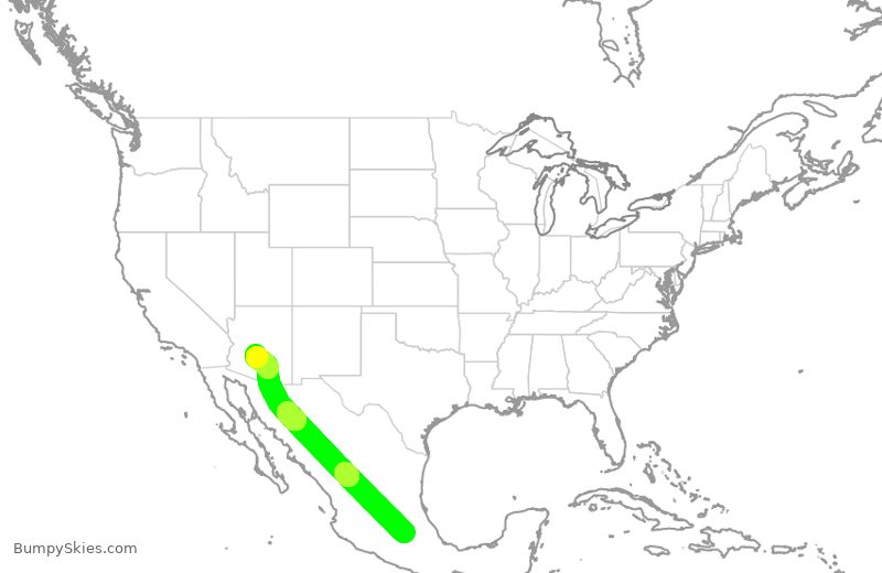 Turbulence forecast map for VOI9108, MEX to PHX