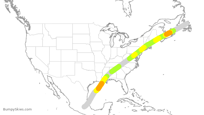 Turbulence forecast map for VOI9113, YQX to MEX