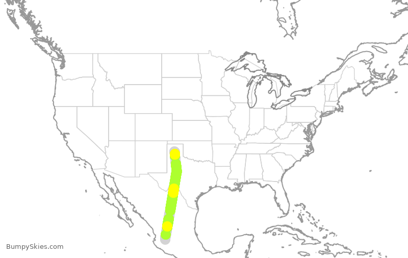 Turbulence forecast map for VOI9234, MGL to AMA