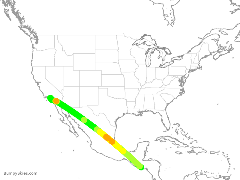 Turbulence forecast map for VOS4308, SAL to LAX