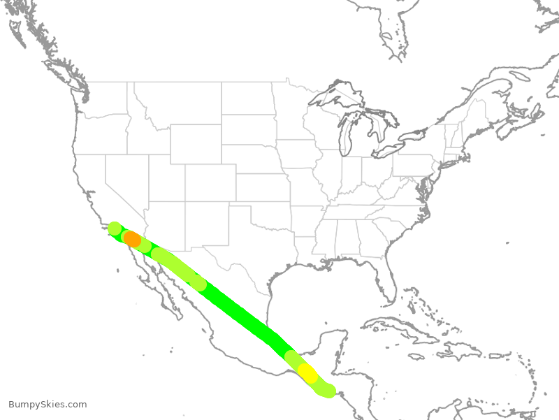 Turbulence forecast map for VOS4309, LAX to SLP