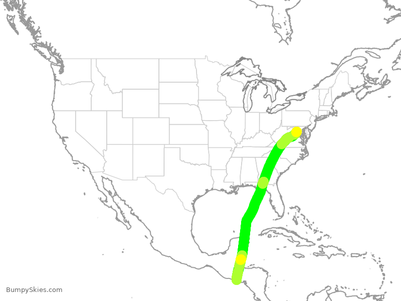 Turbulence forecast map for VOS4313, IAD to SLP