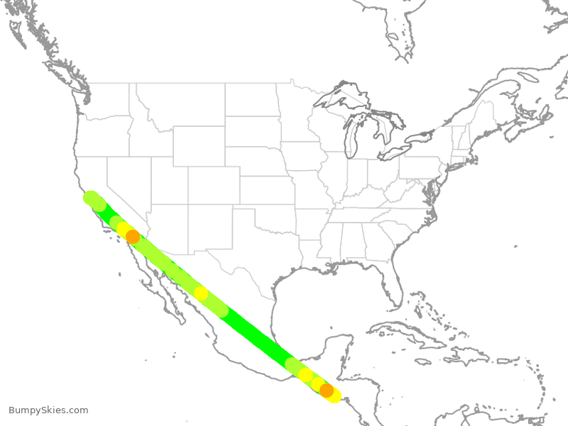 Turbulence forecast map for VOS4322, SLP to OAK
