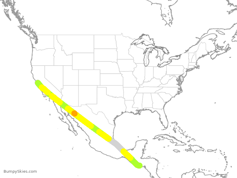 Turbulence forecast map for VOS4323, OAK to SLP