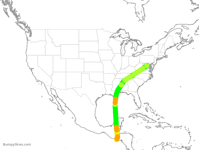 Turbulence forecast map for VOS4327, IAD to SAL