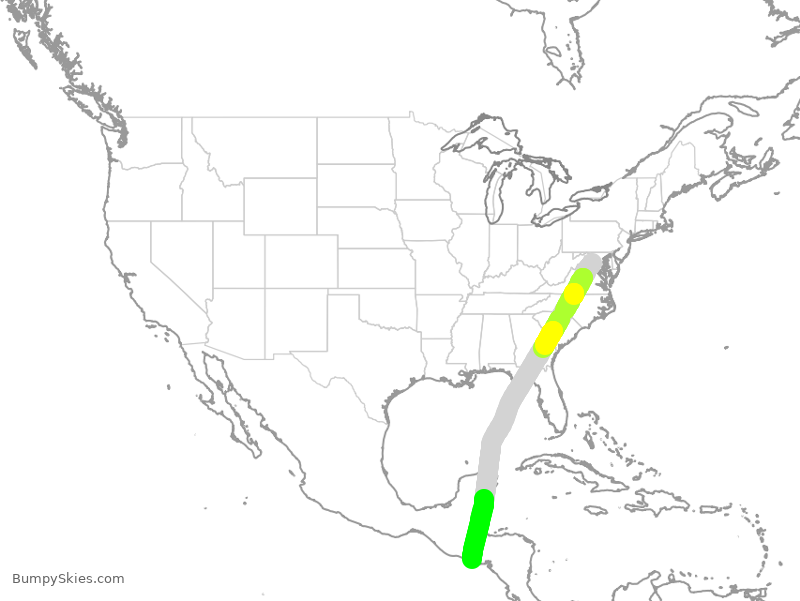Turbulence forecast map for VOS8313, IAD to SAL