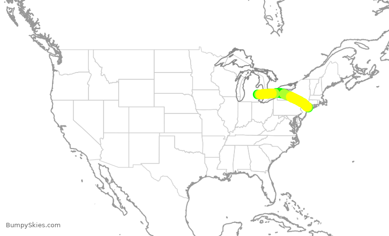 Turbulence forecast map for VTE851, FRG to PTK