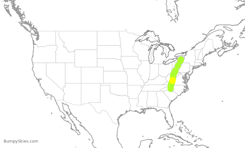 Turbulence forecast map for VXP1161, JQF to ROC