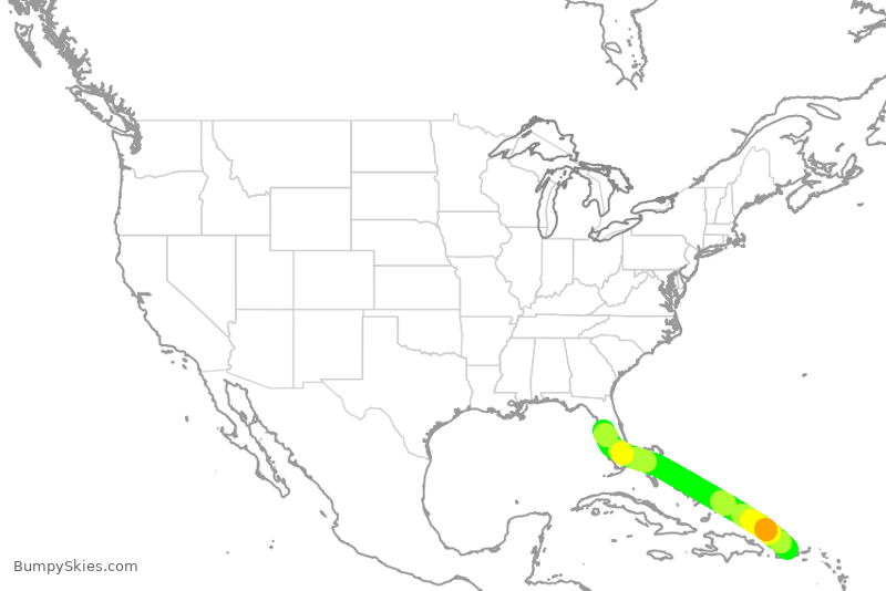 Turbulence forecast map for VXP221, SJU to LAL