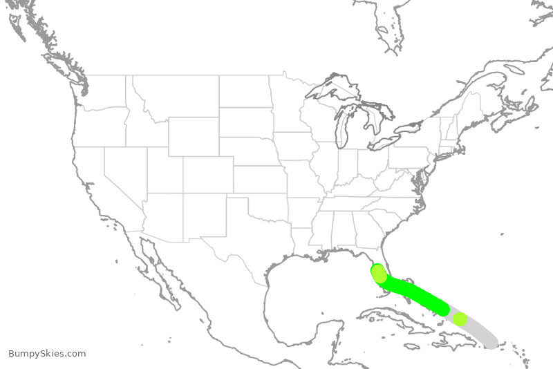 Turbulence forecast map for VXP223, SJU to LAL