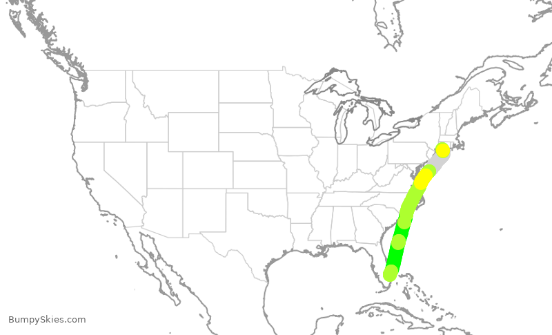 Turbulence forecast map for VXP347, HVN to PBI