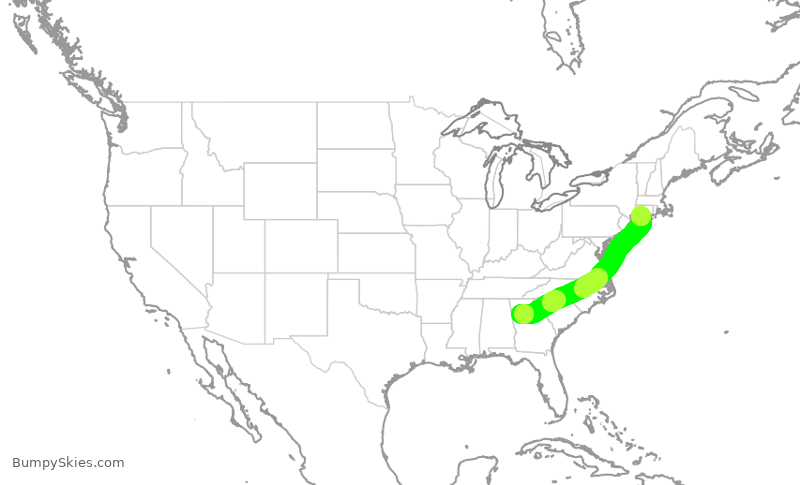 Turbulence forecast map for VXP394, ATL to HVN