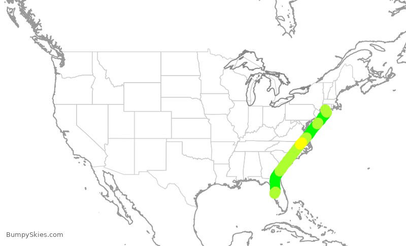 Turbulence forecast map for VXP466, HVN to TPA