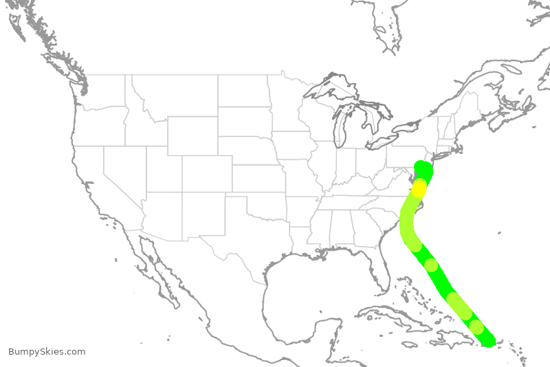 Turbulence forecast map for VXP585, SJU to ILG