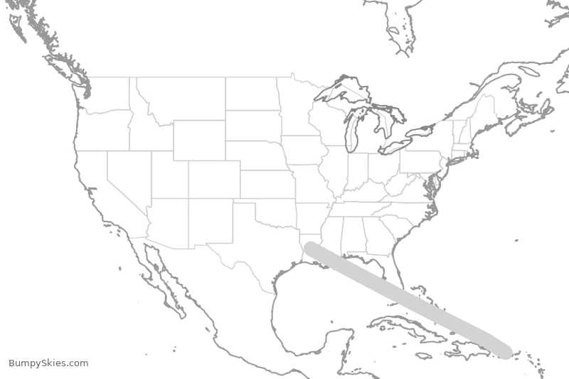Turbulence forecast map for VXP8272, AEX to SJU
