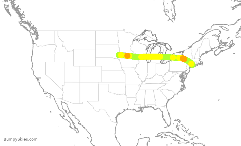 Turbulence forecast map for VXP8475, FSD to HVN