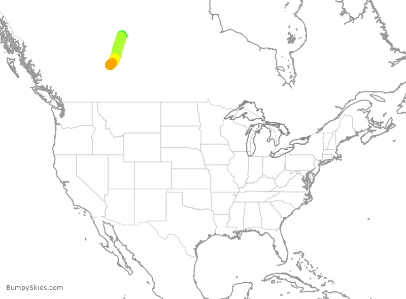 Turbulence forecast map for WEN3256, YEG to YMM